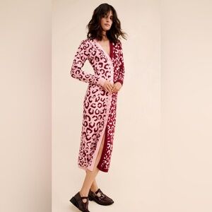FARM Rio Pink and Red Leopard Print Intimate Dress